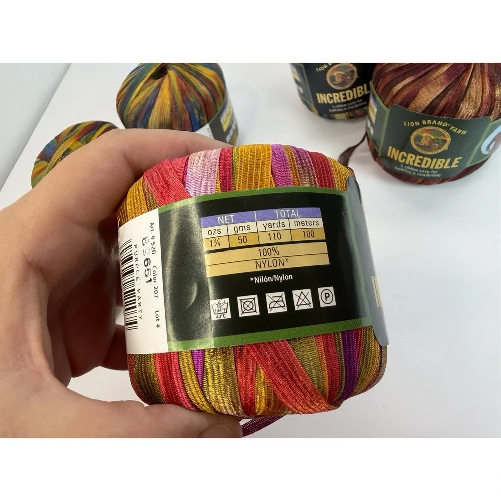 Lion Brand Incredible Ribbon Yarn Purple Autumn+ Weight 5 Bulky Lot Of 7